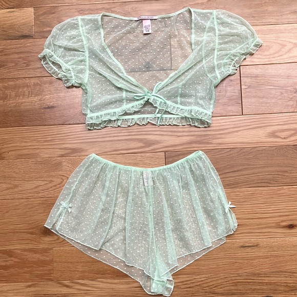 Victoria's Secret Mint Green Sheer Set - Picture 1 of 7